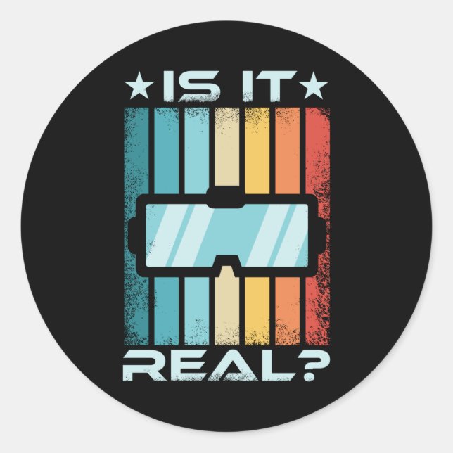 Sticker Rond Retro Réalité Virtuelle VR Gaming Cadeau (Devant)