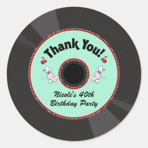 Sticker Rond Retro Record 1950'S 50'S Années Cinquante Merci