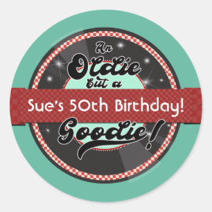 Sticker Rond Retro Record Ribbon Cinquante's Anniversaire des a