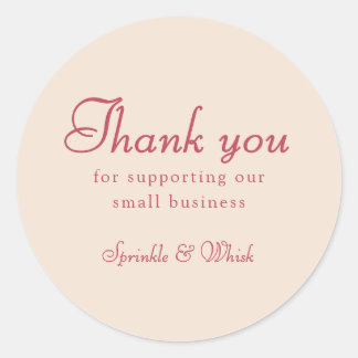 Sticker Rond Retro Red And Cream Thank You Bakery