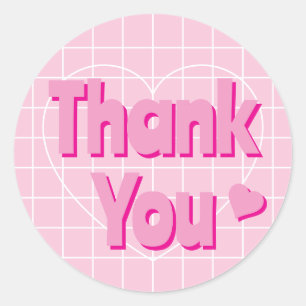 Sticker Rond Retro Rose Merci 
