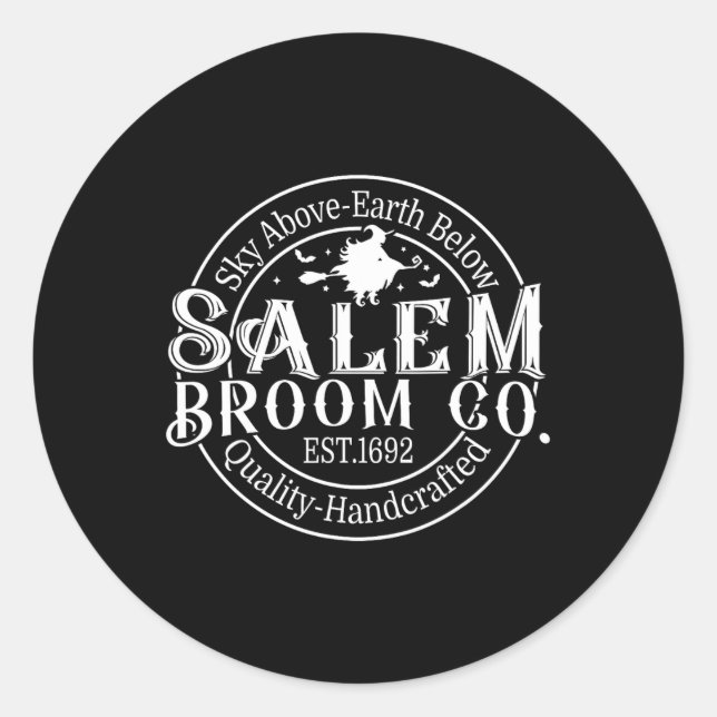 Sticker Rond Retro Salem Broom Company Est 1692 Massachusetts H (Devant)