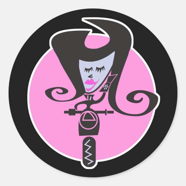 Sticker Rond rétro scooter biker chic (Devant)