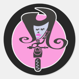 Sticker Rond rétro scooter biker chic