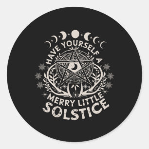 Sticker Rond Rétro Se Faire Un Joyeux Petit Solstice Yule H