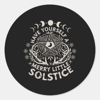 Sticker Rond Rétro Se Faire Un Joyeux Petit Solstice Yule H