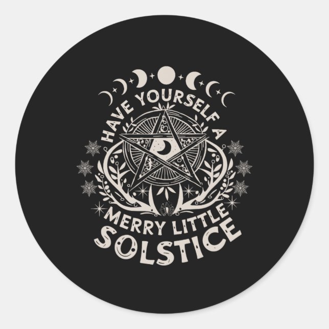 Sticker Rond Rétro Se Faire Un Joyeux Petit Solstice Yule H (Devant)