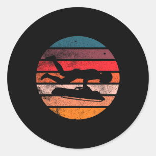 Sticker Rond Retro Skeleton Sports d'hiver Straîne Skeleton Rac