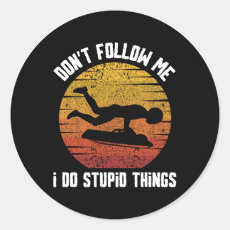 Sticker Rond Retro Skeleton Sports d'hiver Straîne Skeleton Rac