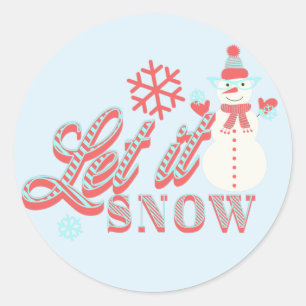 Sticker Rond Retro Snowman Laisser neiger Noël