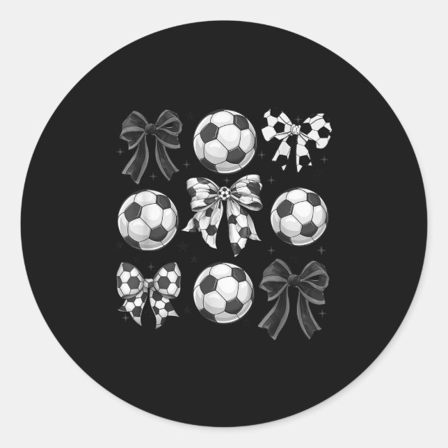 Sticker Rond Retro Soccer Bow,game Day,coquette Soccer Mom,mama (Devant)