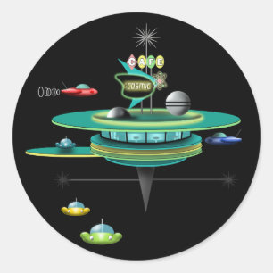 Sticker Rond Retro Space Diner