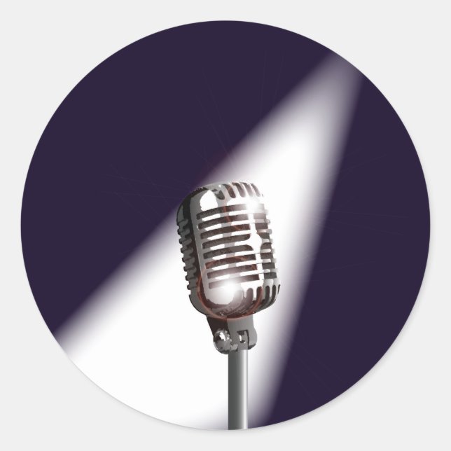 Sticker Rond Rétro stage microphone (Devant)