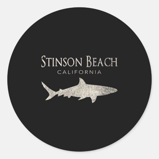 Sticker Rond Retro Stinson Beach Ca Shark (Devant)