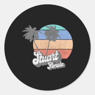 Sticker Rond Rétro Stuart Floride Fl Vintage Plage Surf Pour Ho