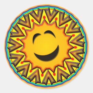 STICKER ROND RETRO SUN