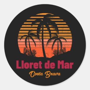 Sticker Rond Retro Sunset Lloret de Mar Espagne Vacances