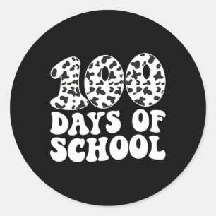 Sticker Rond Retro Super 100 Jours De Vache D'École Imprimer 10