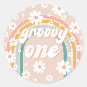 Sticker Rond Retro Super One Boho Premier anniversaire