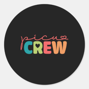 Sticker Rond Rétro Super Picu Crew Valentine Pediatric Intensi