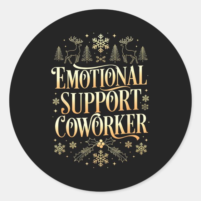 Sticker Rond Retro Suprt Coworker Ugly Christmas Saying Quote  (Devant)
