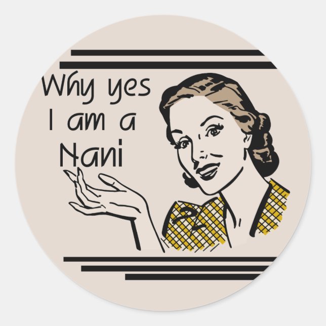 Sticker Rond Rétro T-shirts et cadeaux de Nani (Devant)