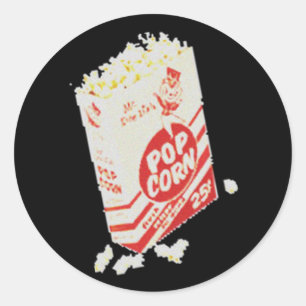 Sticker Rond Retro Théâtre de cinéma Vintage Popcorn