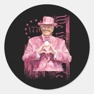 Sticker Rond Retro Trump Pink 45 47 Usa 1776 Drapeau Nous Le Pe