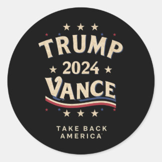 Sticker Rond Retro Trump Vance Red