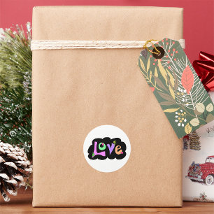 Sticker Rond Rétro Typographie Amour Pastel Néo 90