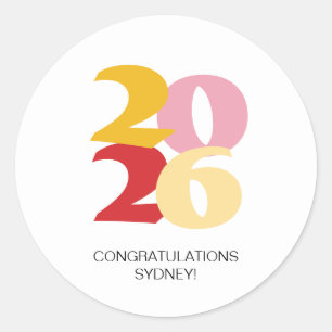 Sticker Rond Retro Vibes Graduation Party