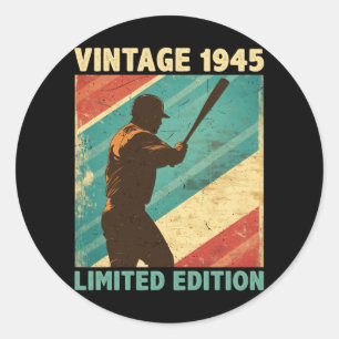 Sticker Rond Retro Vintage 1945 Baseball Lover Limited Edition