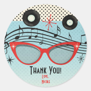Sticker Rond Retro Vintage des années 50 Fête Favor Custom