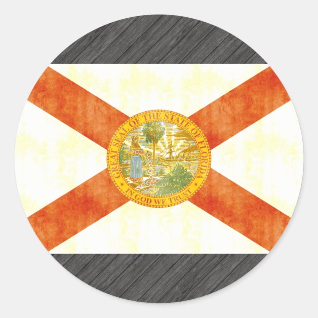 Sticker Rond Retro Vintage Florida Flag (Devant)