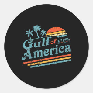 Sticker Rond Retro Vintage Gulf Of Us America 2025 American Fla
