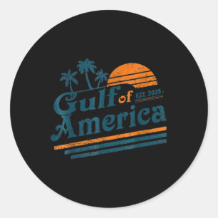 Sticker Rond Retro Vintage Gulf Of Us America 2025 American Fla
