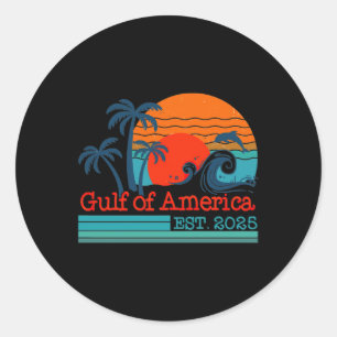 Sticker Rond Retro Vintage Gulf Of Us America 2025 American Fla