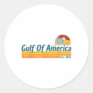 Sticker Rond Retro Vintage Gulf Of Us America 2025 American Fla