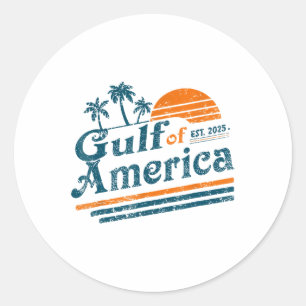 Sticker Rond Retro Vintage Gulf Of Us America 2025 American Fla