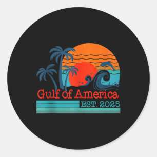 Sticker Rond Retro Vintage Gulf Of Us America 2025 American Fla