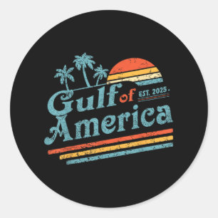 Sticker Rond Retro Vintage Gulf Of Us America 2025 American Fla