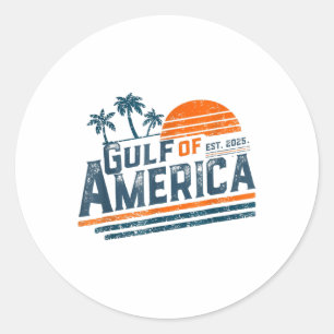 Sticker Rond Retro Vintage Gulf Of Us America 2025 American Fla