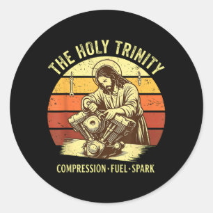 Sticker Rond Rétro Vintage La Sainte Trinité Compression Carbur