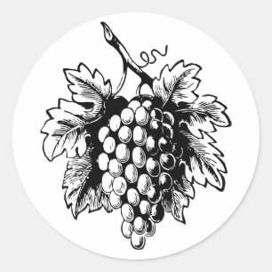 Sticker Rond Retro Vintage noir et blanc savoureux Bunch de rai