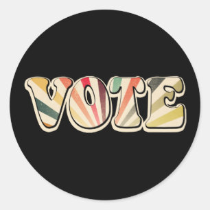 Sticker Rond Retro Vote Sortez du vote avec Vintage Sunburst