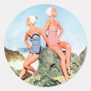 Sticker Rond Rétros maillots de bain vintages de femmes et