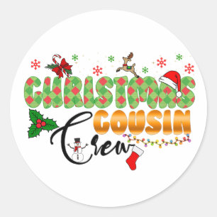 Sticker Rond Retrouvailles familiales de Noël Cousin Crew