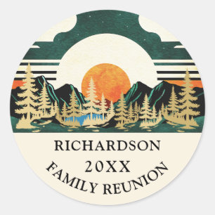 Sticker Rond Retrouvailles familiales personnalisées Coucher de