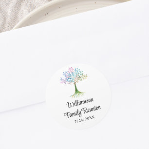 Sticker Rond Réunion de famille arbre généalogique 