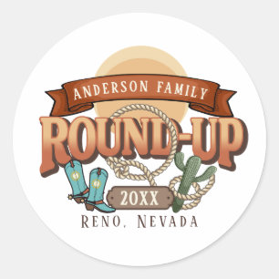 Sticker Rond Réunion de famille Western Round-Up ID1318